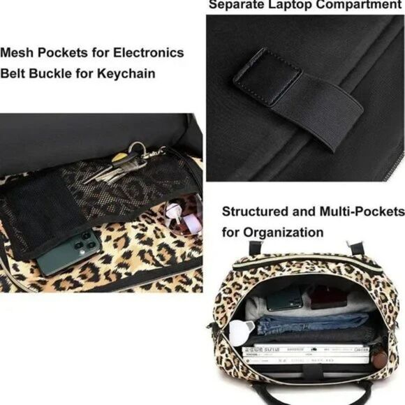 New Large Capacity Duffel Bag, Travel Bag - Leopard Print - Picture 4 of 8